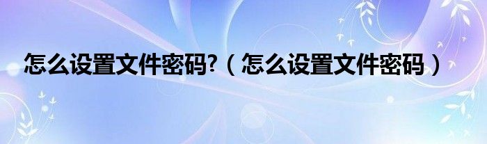 怎么设置文件密码?（怎么设置文件密码）