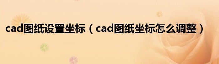 cad图纸设置坐标（cad图纸坐标怎么调整）