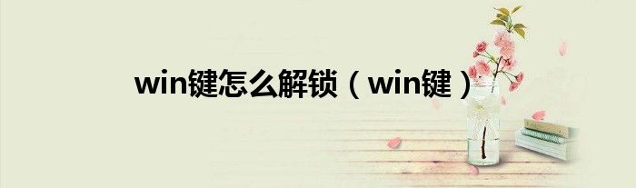 win键怎么解锁（win键）