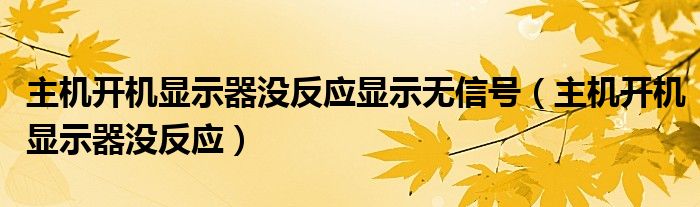 主机开机显示器没反应显示无信号（主机开机显示器没反应）