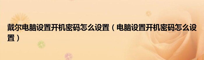 戴尔电脑设置开机密码怎么设置（电脑设置开机密码怎么设置）