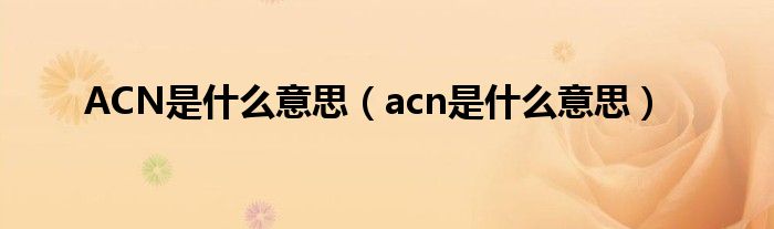 ACN是什么意思（acn是什么意思）