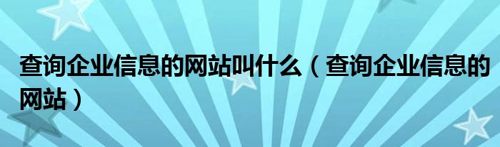 查询企业信息的网站叫什么（查询企业信息的网站）