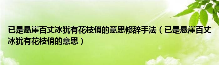 已是悬崖百丈冰犹有花枝俏的意思修辞手法（已是悬崖百丈冰犹有花枝俏的意思）