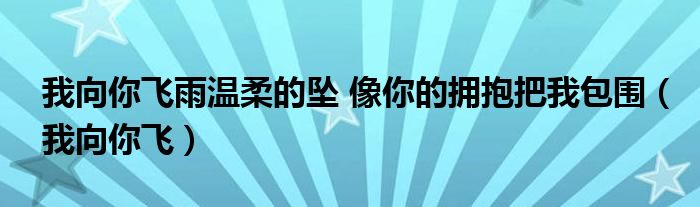 我向你飞雨温柔的坠 像你的拥抱把我包围（我向你飞）