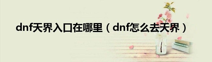 dnf天界入口在哪里（dnf怎么去天界）