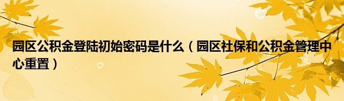 园区公积金登陆初始密码是什么（园区社保和公积金管理中心重置）