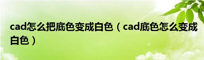 cad怎么把底色变成白色（cad底色怎么变成白色）