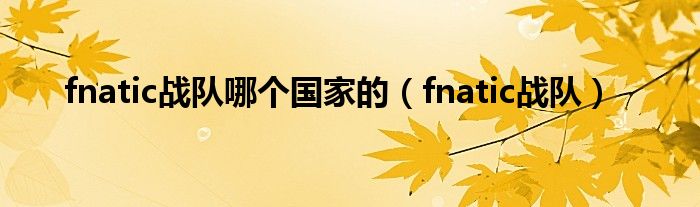 fnatic战队哪个国家的（fnatic战队）