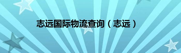 志远国际物流查询（志远）