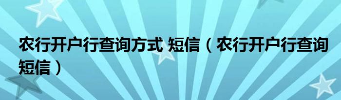 农行开户行查询方式 短信（农行开户行查询短信）