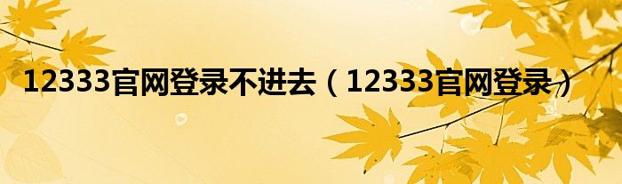 12333官网登录不进去（12333官网登录）