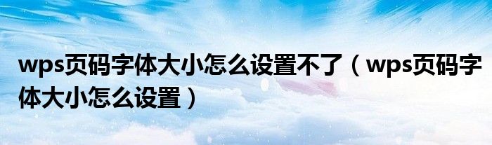 wps页码字体大小怎么设置不了（wps页码字体大小怎么设置）