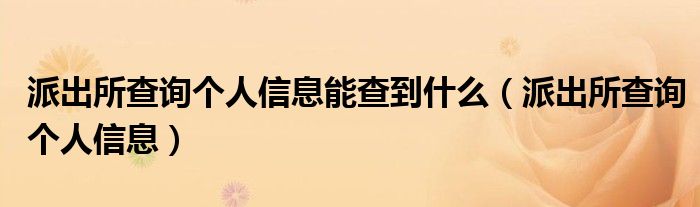 派出所查询个人信息能查到什么（派出所查询个人信息）