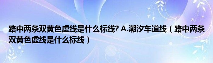 路中两条双黄色虚线是什么标线? A.潮汐车道线（路中两条双黄色虚线是什么标线）