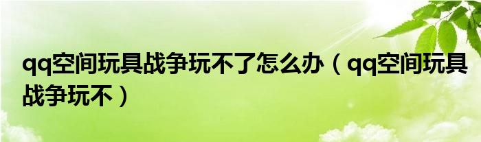 qq空间玩具战争玩不了怎么办（qq空间玩具战争玩不）