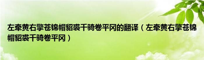 左牵黄右擎苍锦帽貂裘千骑卷平冈的翻译（左牵黄右擎苍锦帽貂裘千骑卷平冈）