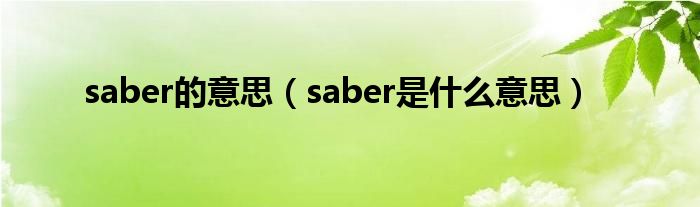 saber的意思（saber是什么意思）