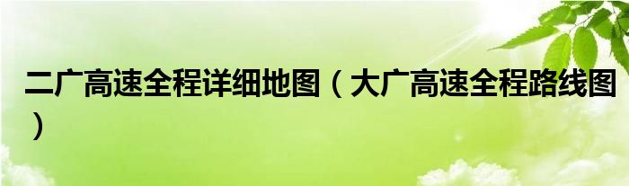 二广高速全程详细地图（大广高速全程路线图）