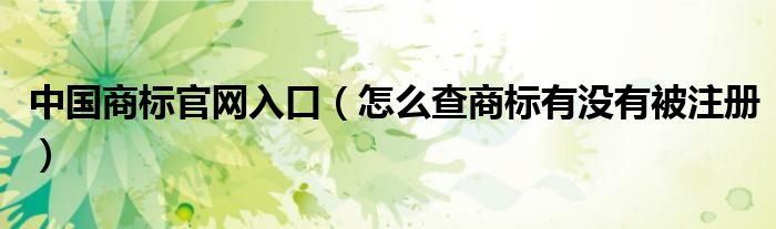 中国商标官网入口（怎么查商标有没有被注册）