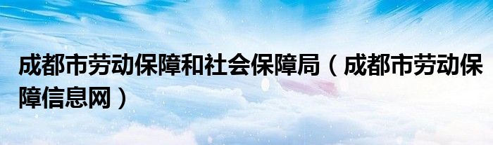 成都市劳动保障和社会保障局（成都市劳动保障信息网）