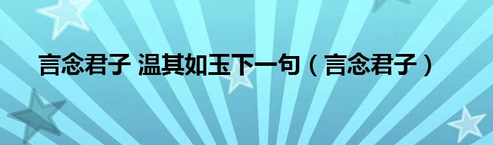 言念君子 温其如玉下一句（言念君子）