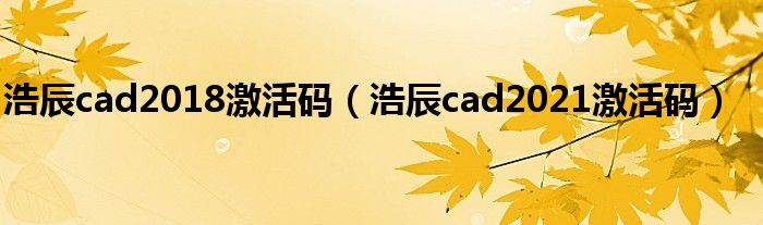 浩辰cad2018激活码（浩辰cad2021激活码）