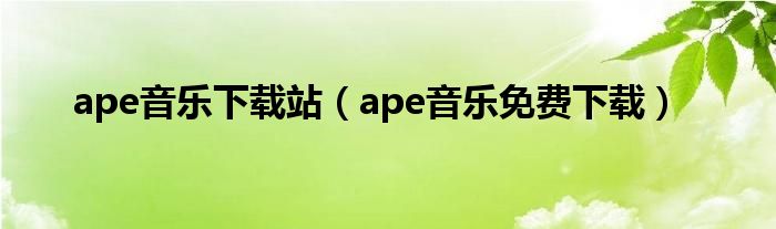 ape音乐下载站（ape音乐免费下载）