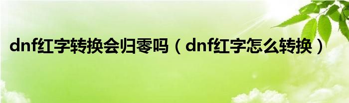 dnf红字转换会归零吗（dnf红字怎么转换）