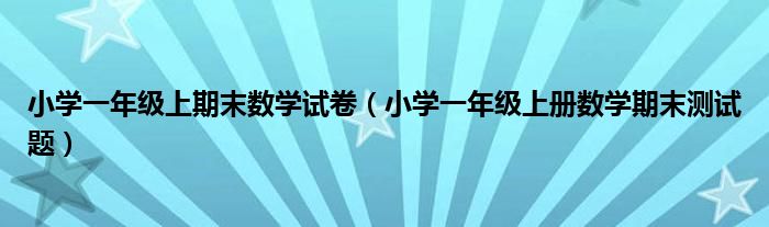 小学一年级上期末数学试卷（小学一年级上册数学期末测试题）