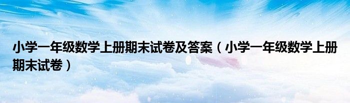 小学一年级数学上册期末试卷及答案（小学一年级数学上册期末试卷）