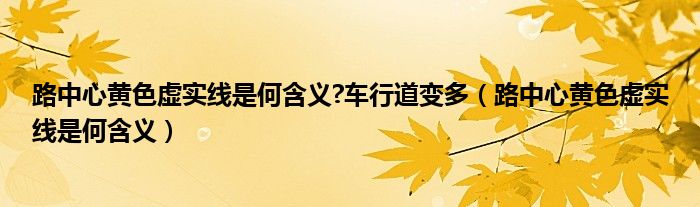 路中心黄色虚实线是何含义?车行道变多（路中心黄色虚实线是何含义）