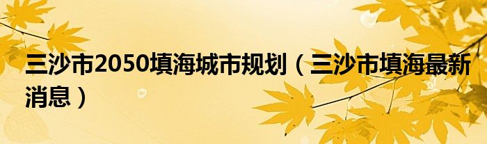 三沙市2050填海城市规划（三沙市填海最新消息）