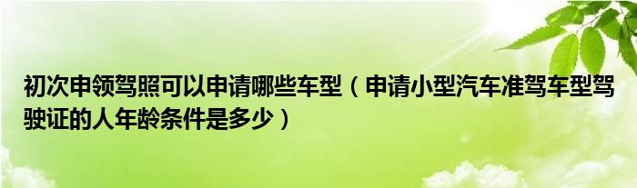 初次申领驾照可以申请哪些车型（申请小型汽车准驾车型驾驶证的人年龄条件是多少）