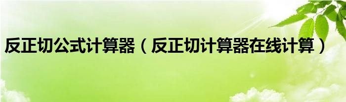 反正切公式计算器（反正切计算器在线计算）