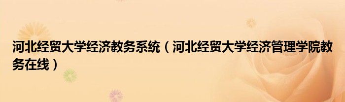 河北经贸大学经济教务系统（河北经贸大学经济管理学院教务在线）