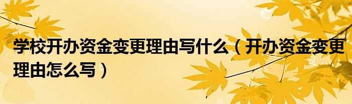 学校开办资金变更理由写什么（开办资金变更理由怎么写）