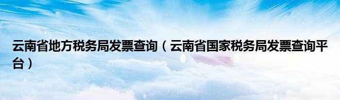 云南省地方税务局发票查询（云南省国家税务局发票查询平台）