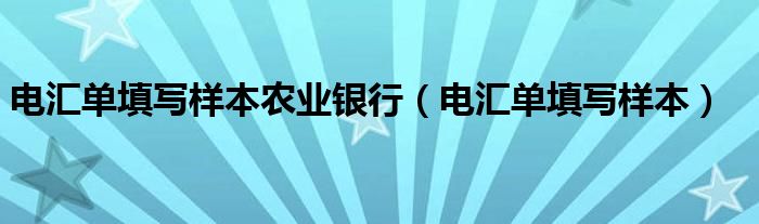 电汇单填写样本农业银行（电汇单填写样本）