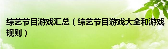 综艺节目游戏汇总（综艺节目游戏大全和游戏规则）