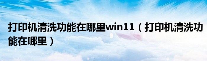 打印机清洗功能在哪里win11（打印机清洗功能在哪里）