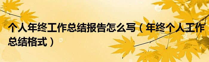 个人年终工作总结报告怎么写（年终个人工作总结格式）