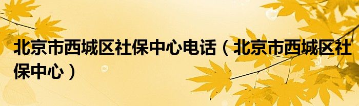 北京市西城区社保中心电话（北京市西城区社保中心）