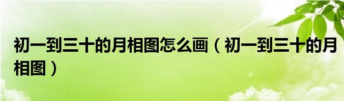 初一到三十的月相图怎么画（初一到三十的月相图）