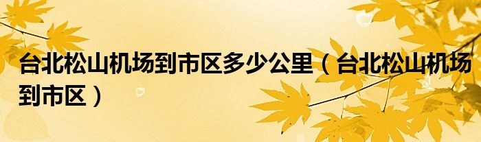 台北松山机场到市区多少公里（台北松山机场到市区）