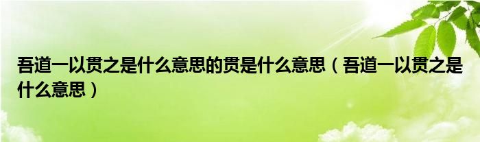 吾道一以贯之是什么意思的贯是什么意思（吾道一以贯之是什么意思）