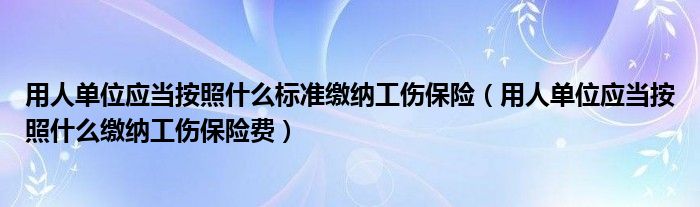 用人单位应当按照什么标准缴纳工伤保险（用人单位应当按照什么缴纳工伤保险费）