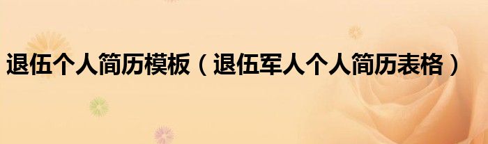 退伍个人简历模板（退伍军人个人简历表格）