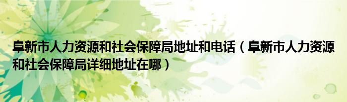 阜新市人力资源和社会保障局地址和电话（阜新市人力资源和社会保障局详细地址在哪）