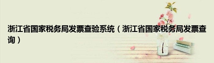 浙江省国家税务局发票查验系统（浙江省国家税务局发票查询）